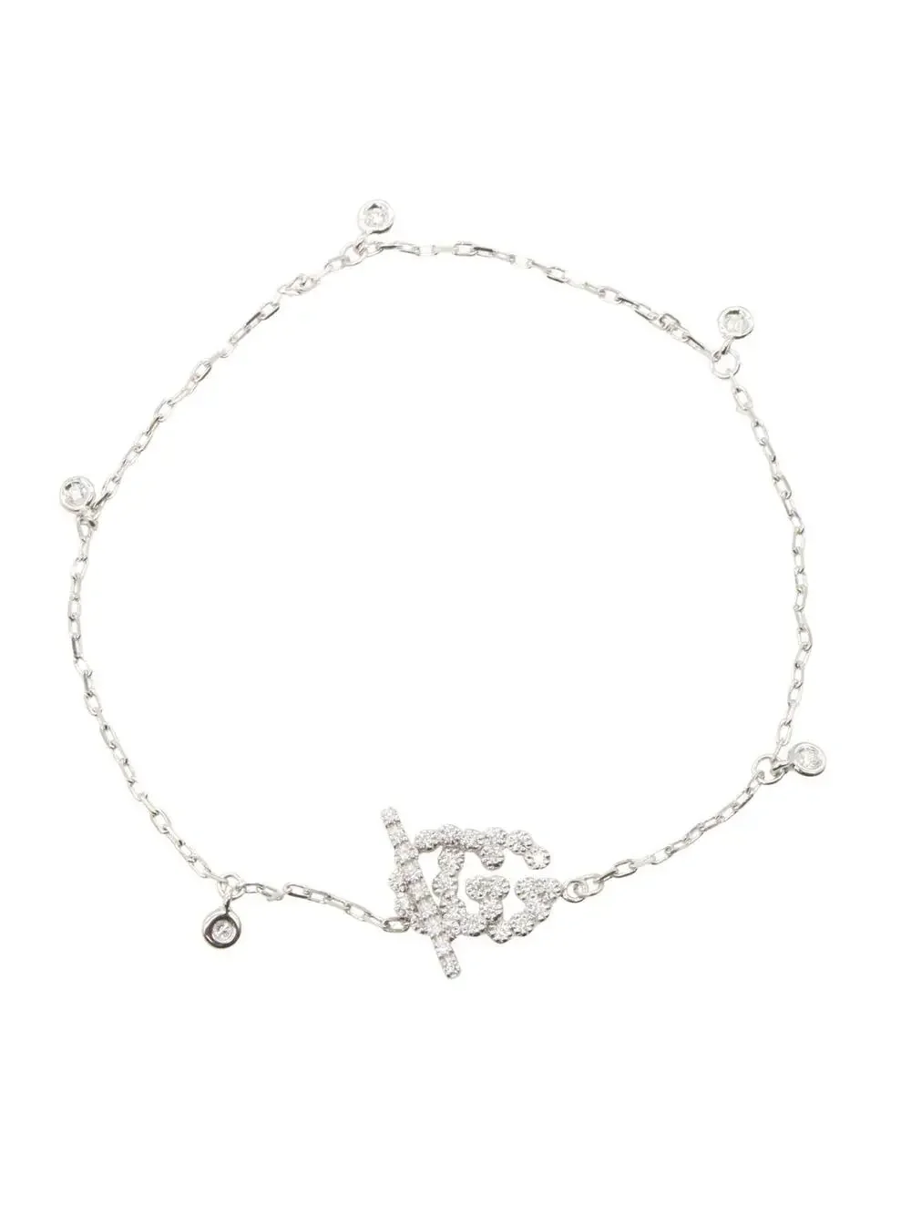 Gucci Gg Running Diamond Bracelet 18Kwg #360151G10B